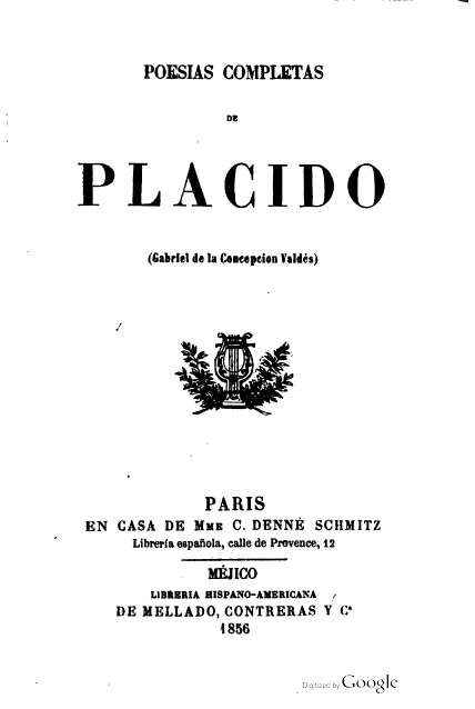 Poesías completas de Plácido (Gabriel de la Concepción Valdés).